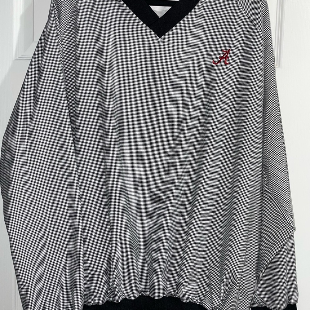 Black and White Houndstooth Pullover with Red Logo Alabama